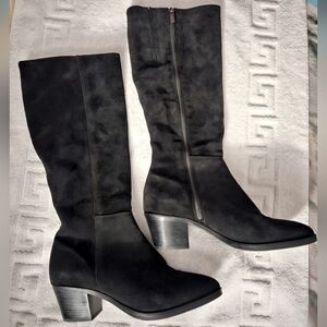 c la canadienne suede black tall boots womens size 8.5 waterproof shoes